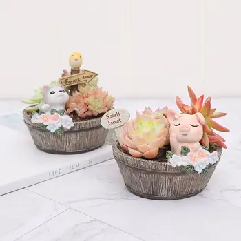 

1pcs Cartoon Ceramic Flower Pots Puppy Kitten Shape Planter Desk Flower Pot Cute Design Succulent Planter Pot
