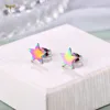 12 Pairs Pack Rainbow Colorful Star Earrings Wholesale Stainless Steel Jewelry Minimalist Geometric Ear Piercing Studs Accessory 3