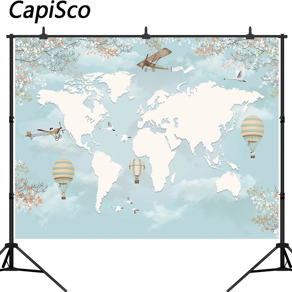 Capisco карта мира фон самолет Дорожная сумка на выход и для дней рождений Детская