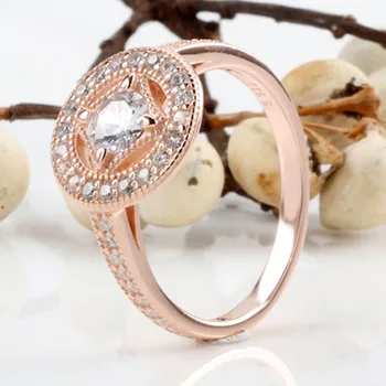 

Original Rose Vintage Pave Allure Rings With Crystal For Women 925 Sterling Silver Ring Wedding Party Gift Fine Europe Jewelry