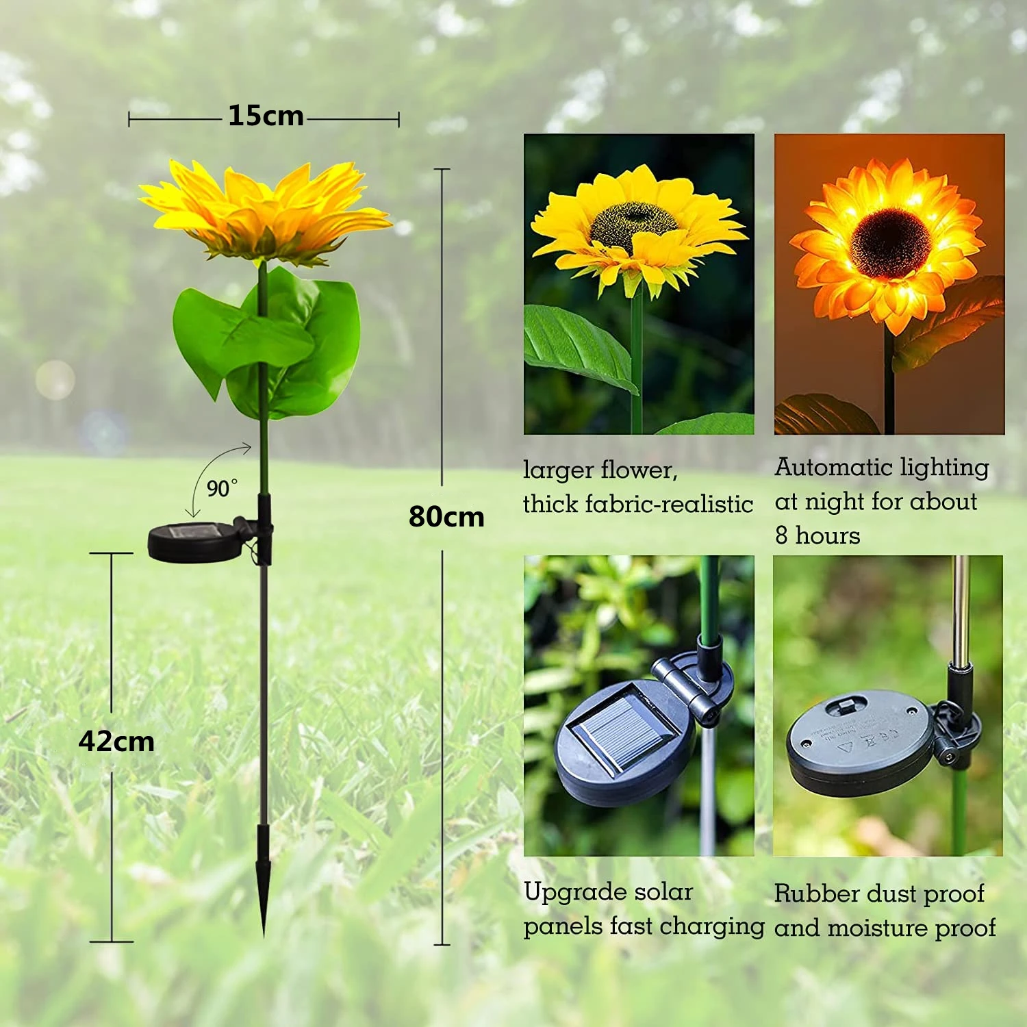 Outdoor Solar Sunflower Garden Decoration Lights Waterproof LED Solar Powered Yard Pathway Decorative Lights Lawn Landscape Lamp solar wall lights