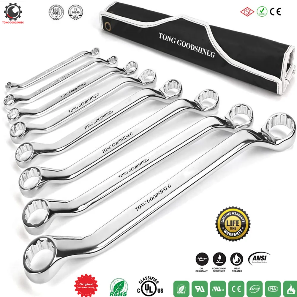 50degree Offset Box Wrench Set,8cs,6mm17mm,12 Point Crv,adjustable