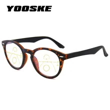 YOOSKE Anti Blue Light gafas de lectura mujeres hombres Vintage progresiva Multifocal gafas cerca de visión de lejos gafas con dioptrías + 1,0 3,5