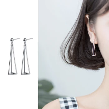 

Mocanie Trendy 925 Sterling Silver Hyperbole Hollow Out Big Triangle Drop Dangle Earring for Women Japanese Style Fine Jewelry