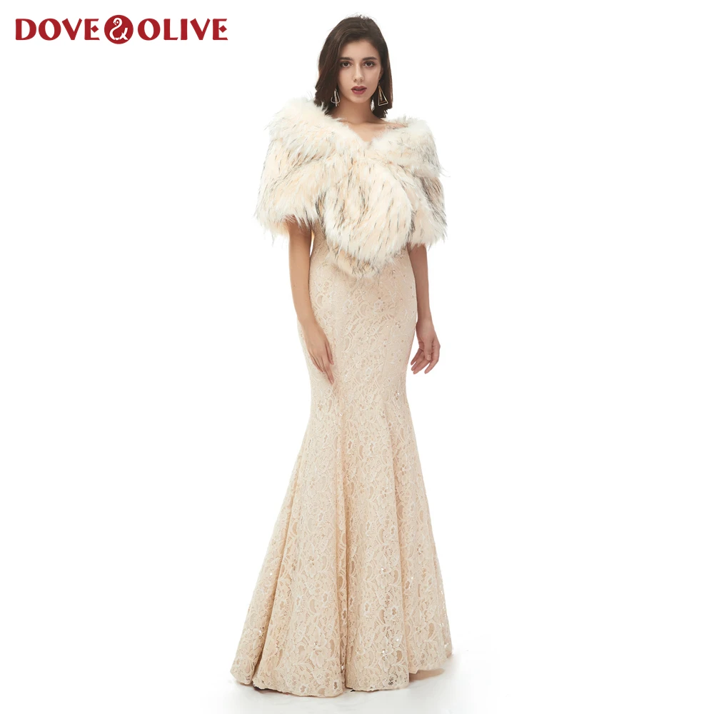 Champagne Formal Party Evening Jackets Wraps 2020 Faux Fur cloaks Wedding Capes Winter Women Bolero Wrap Shawls In Stock shrug