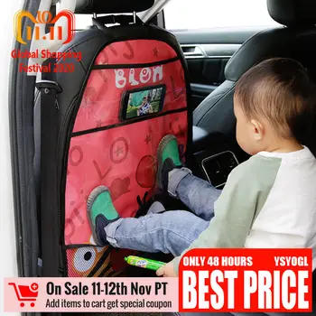 

Cartoon Seat Cover Kid Cute Car Seat Back Cover Protector for Kids Children's Anti-Kick Mat Touch Screen Storage Bag Waterproof