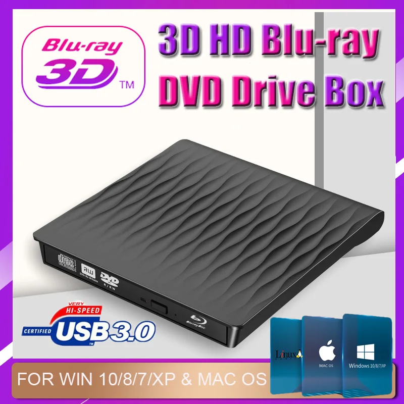 Для Mac 10 OS Window 7/8/XP/Linux Внешний привод USB 3,0 горелка BD-RE CD/DVD RW Writer Play 3D диск