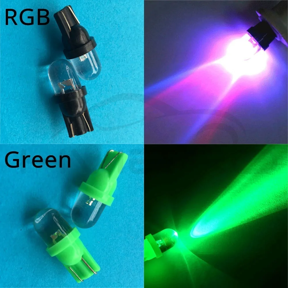 Hviero  White Red Blue Green Yellow RGB T10 W5W 168 194 1Led  Car Auto Wedge Light Side Dashboard Number Plate Trunk Lamp Bulb DC 12V