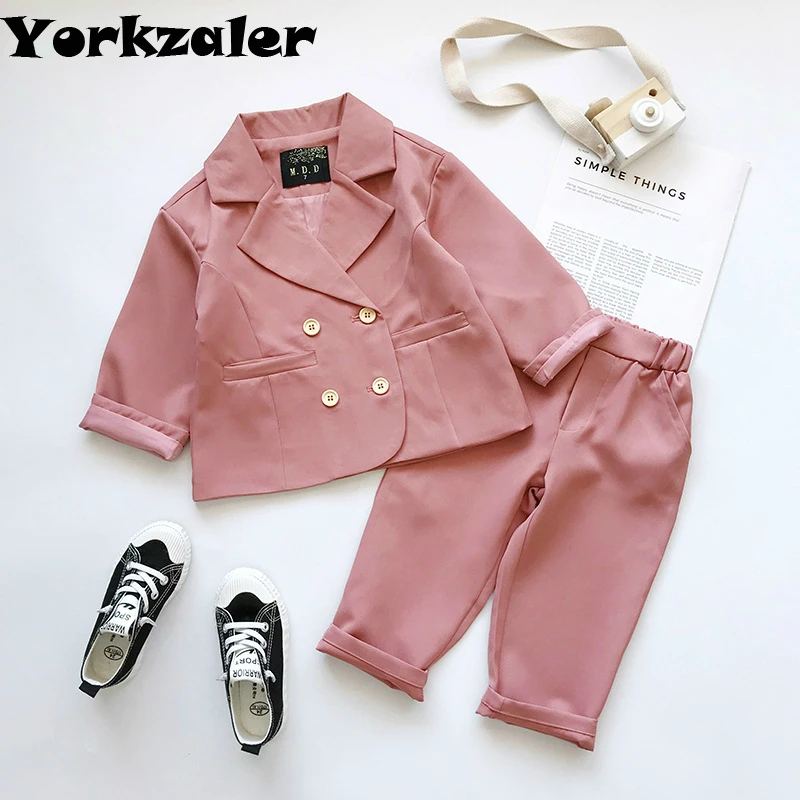 

Baby Girls Clothes Suit Long Sleeve Pink Jacket & Pants 2 Pcs Children Clothes Set Toddler Clothes 2019 New Brand Children Wear