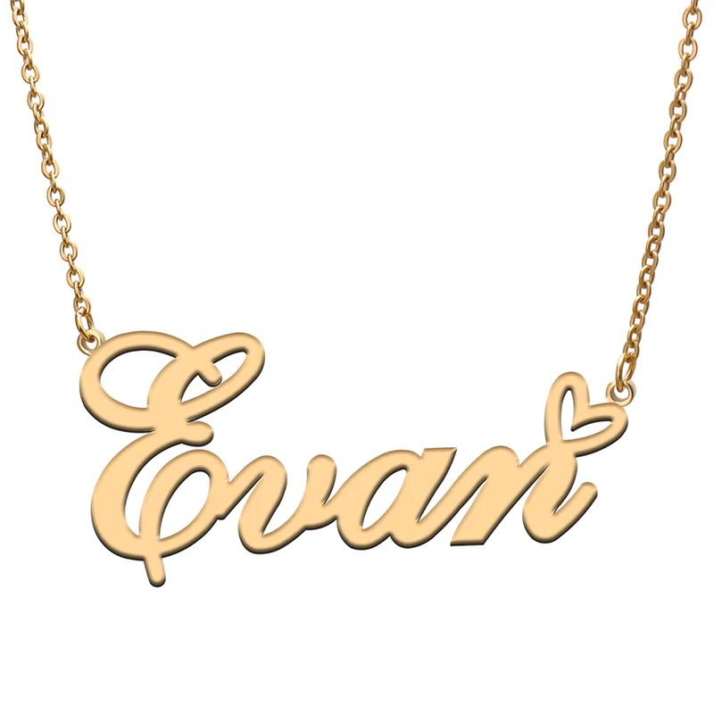 

Evan Name Tag Necklace Personalized Pendant Jewelry Gifts for Mom Daughter Girl Friend Birthday Christmas Party Present