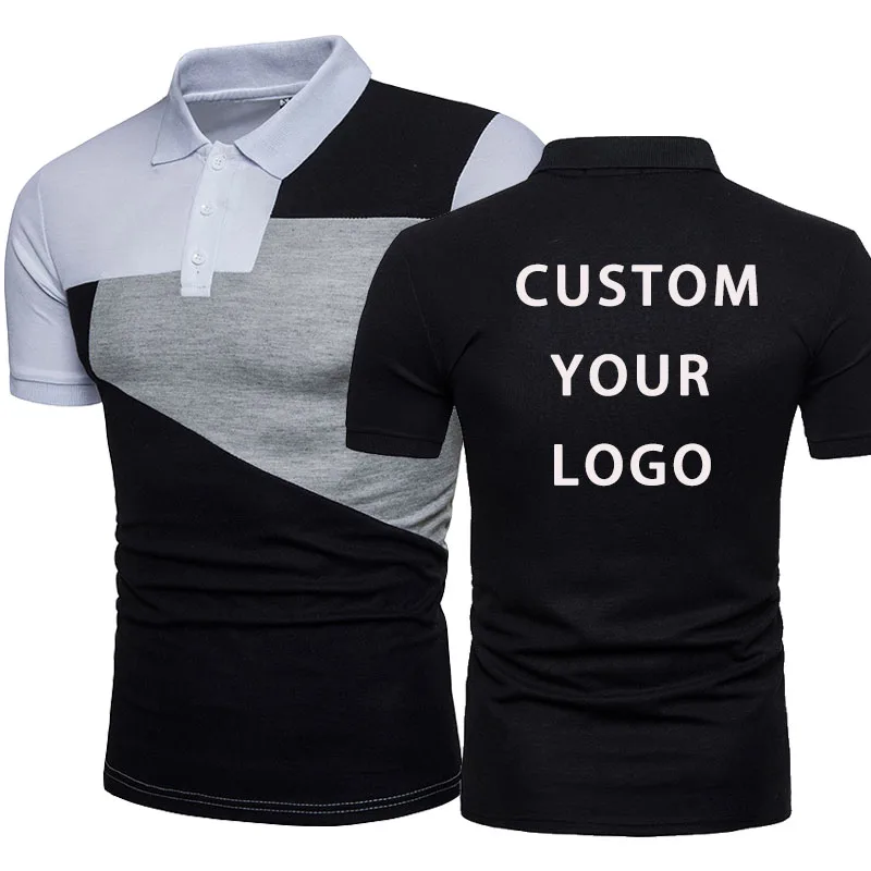 

Мужская футболка-поло с коротким рукавом, модный топ с перекрестными краями, двухцветная Повседневная футболка с комбинированным дизайном