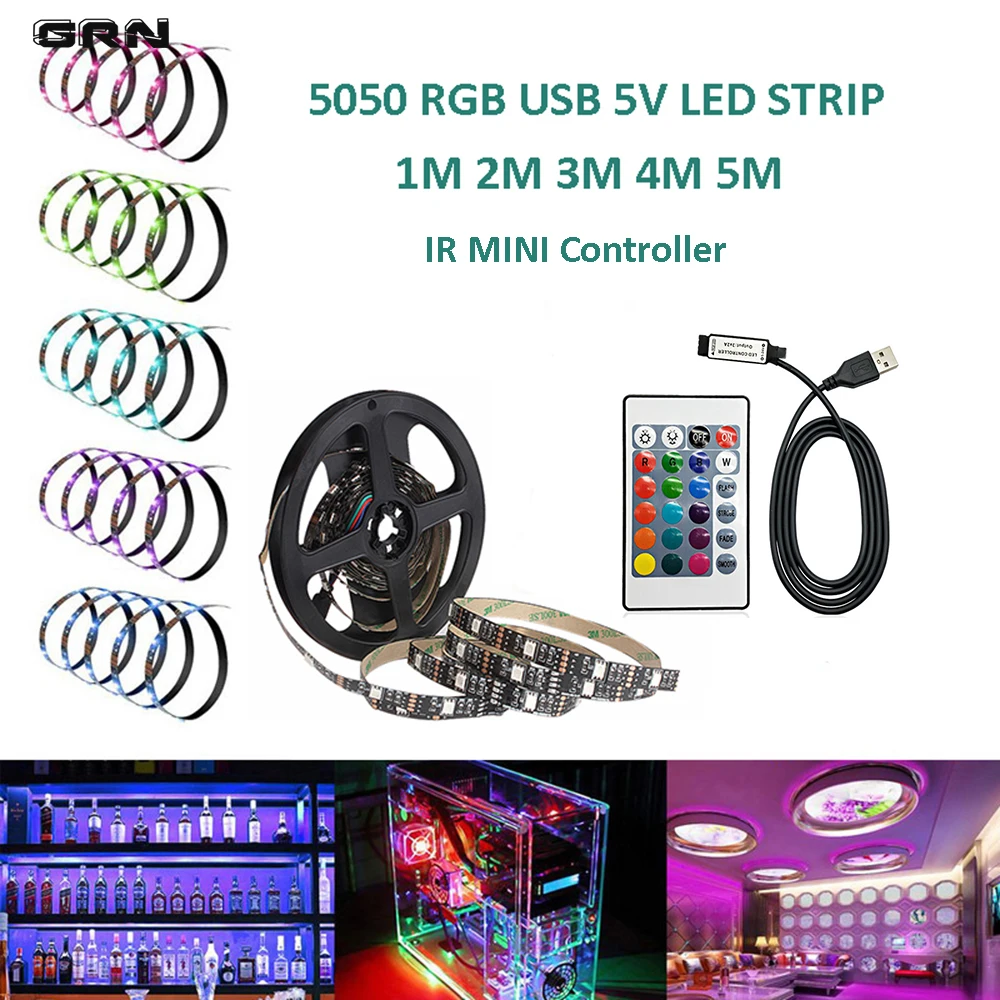 

Светодиодная лента с ИК-контроллером, 5 В, 5050 RGB