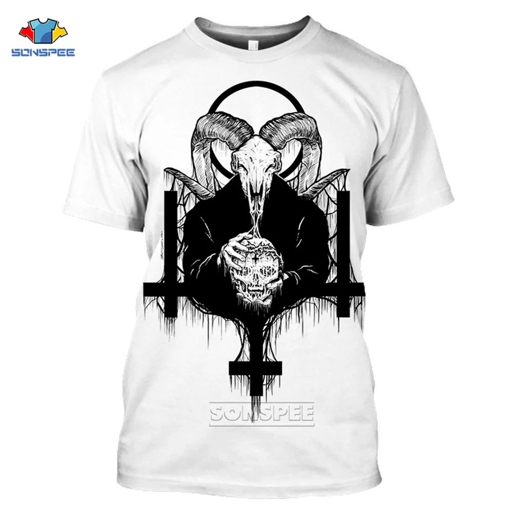

SONSPEE Satan T Shirt Men/women Demon Death Scary Evil Satanism Grim Reaper Evil T-shirt 3D Print Satanist Tshirt Male/female