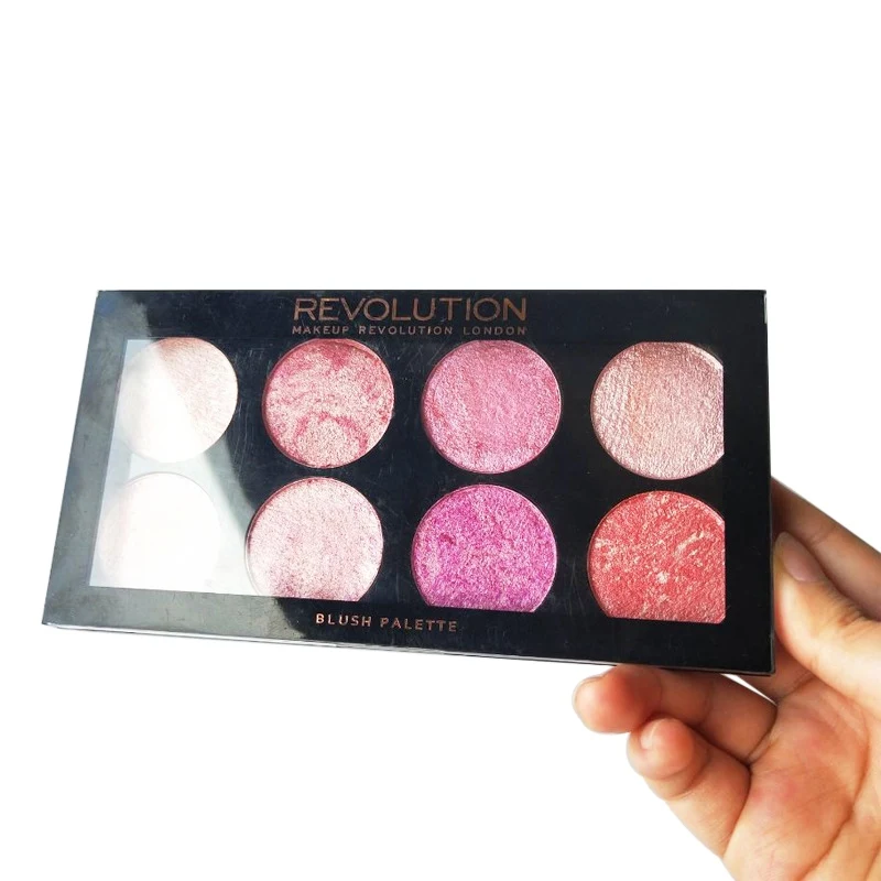 

Fresh Pink 8-color Baking Powder Luminous Blush Palette Long-lasting Shiny Brighten Blusher Contour Powder *