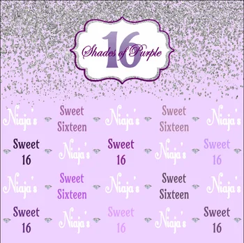 

8x8FT Purple Sweet Sixteen Birthday Party Personalized DIY Sequins Custom Photo Studio Background Backdrop Vinyl 10x10 10x12