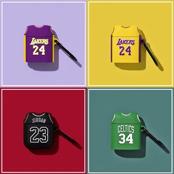 

3D Cool Fashion Jersey Bluetooth Wireless Headset Set Soft Cover for Airpods 1/2 Earphone Protective Anti-drop Cases for Boy