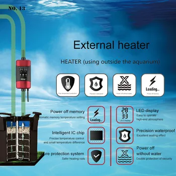 

Aquarium External Heater Rod for Fish Tank Adjustable Temperature LED Display Heater Connecting Filter Water Heater EU Plug