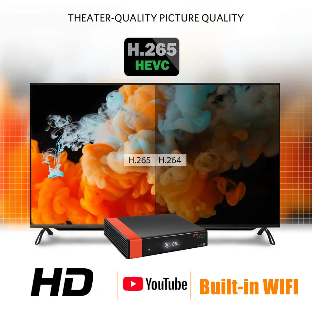 GT медиа V8 Nova DVB-S2 Freesat V7s hd спутниковый ресивер H.265 встроенный wifi+ 2 года Европа Испания CCcam Новая версия V8 супер