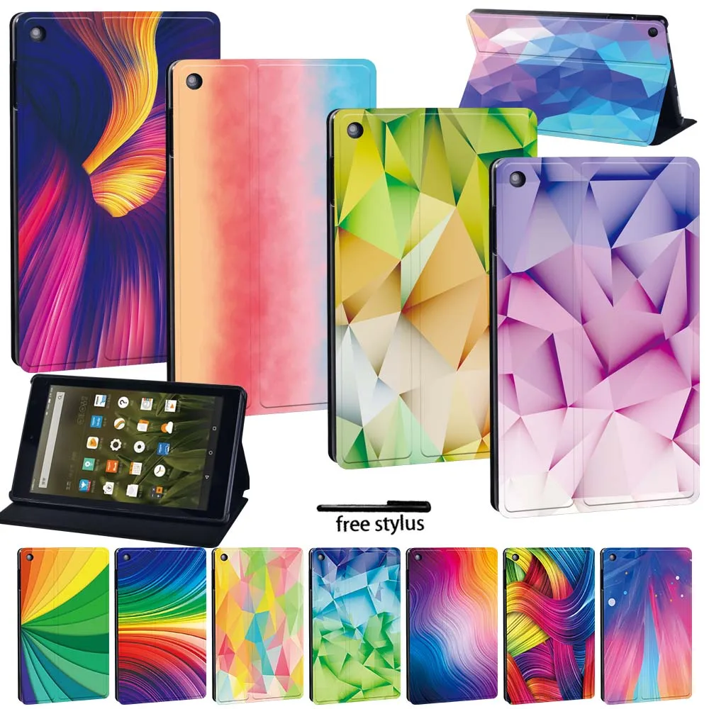 

Multicolor PC Leather Stand Cover Case for Amazon Fire 7 5th 7th 9th/Fire HD 8/Fire HD 10 Drop Resistant Tablet Protective Shell