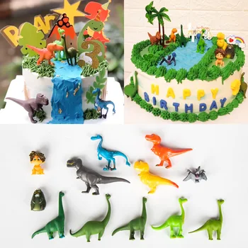 

12pcs/lot JungleTheme Party Dinosaur Monster Happy Birthday Cake Toppers for Boy`s Birthday Baby Shower Cake Decor Supplies
