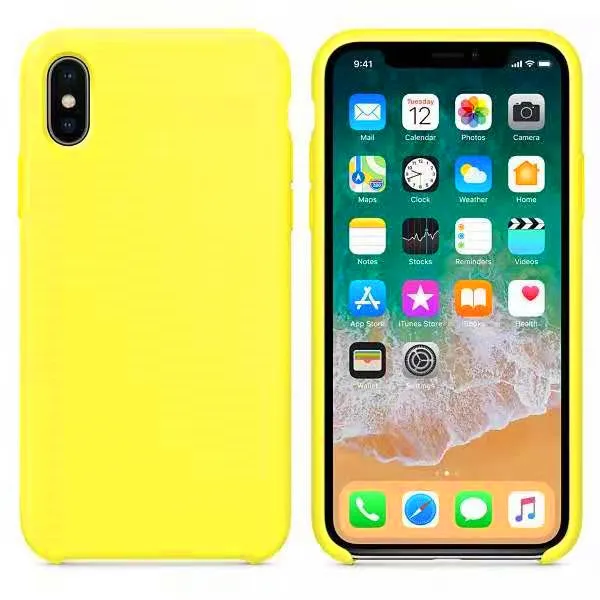 Роскошный чехол с логотипом для iPhone 7 8 Plus 11pro официальный силиконовый чехол для Apple iPhone X XS Max XR 6 6S Plus 11 5S SE чехол s - Цвет: Флуоресцентный желтый