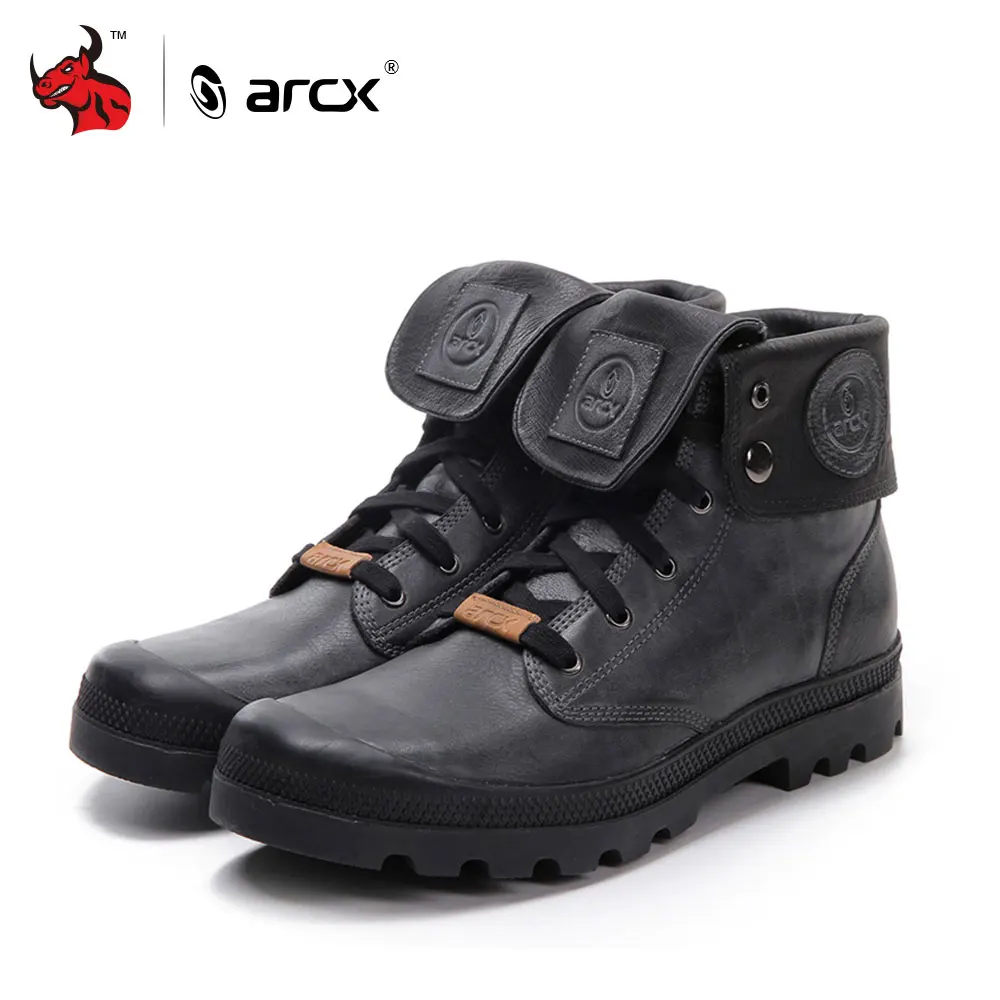 ARCX Leather Motorcycle Boots Wearable Motorcycle Shoe Protector Breathable Motorcycle Boots Retro Motorcycle Boots For Men Boat