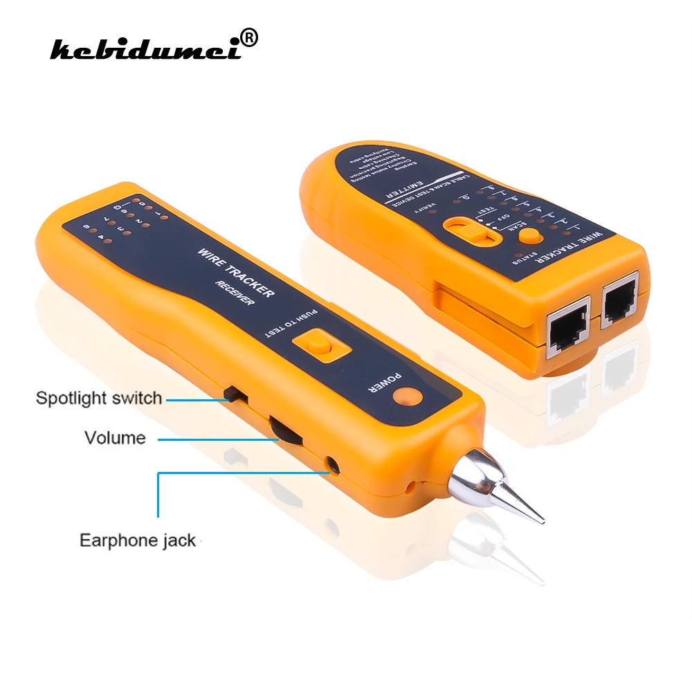 Kebidumei-rastreador de Cable rastreador de tóner, Detector de probador de Cable de red LAN Ethernet Telefónica, buscador de línea para RJ11 RJ45 Cat5 Cat6