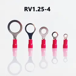 RV1.25-4 красный цвет Кольцо Изолированные клеммный наконечник 4.3mm2 кабель провода Соединительный кабель обжимной терминал 100 шт./упак