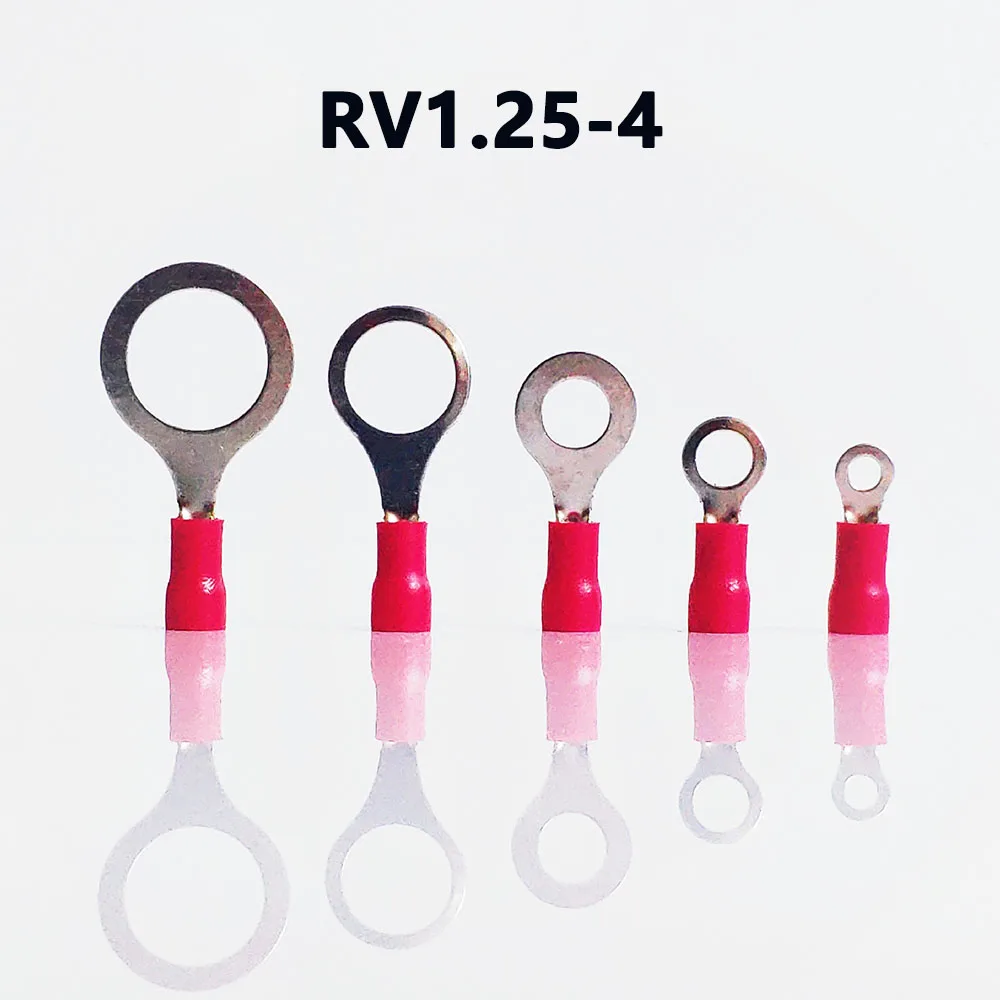 RV1.25 4 красный цвет кольцо изолированный клеммный костюм 4.3mm2 кабель провода