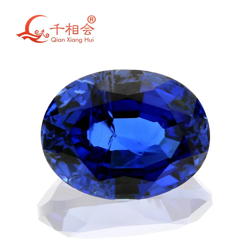 Thailand cut 34# blue oval shape Artificial Sapphire corundum gem stone with cracks and inclusions | Украшения и аксессуары