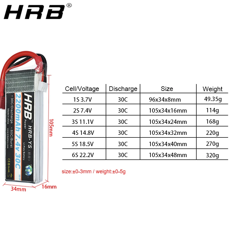 HRB 2200mah 2S 7 4 V Lipo Battery T Deans XT60 30C 3S 11 1 14 8 18 5 22 2 3 4S 5S 6S RC Drone FPV Airplanes Car Boat Parts|Детали и