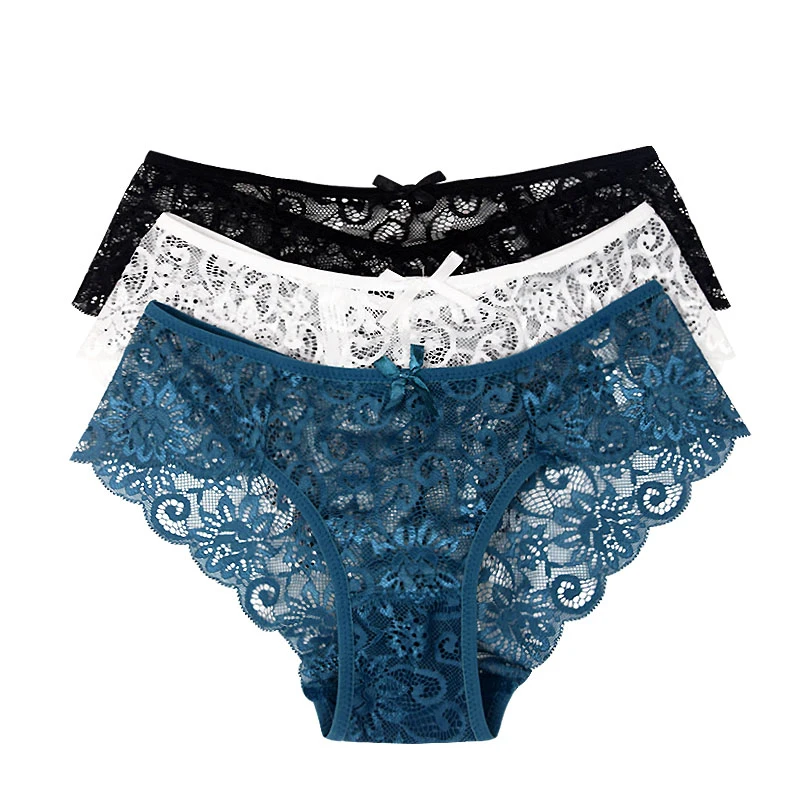 3pcs/lot Sexy Women Lace Panties Underwear Lace Briefs SML XL Women  Underwear (Color : 018, Size : X-Large)