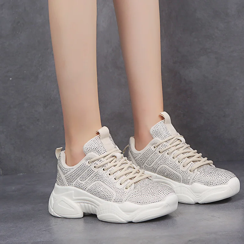 

Breathable Mesh Rainbow Shoes Comfortable Rubber Flat Shoes Women Casual Lace-up Sneakers Women Flats Autumn Women Shoes 2019