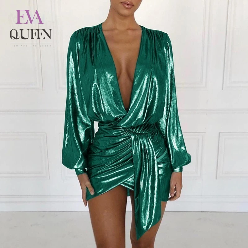 Облегающее женское платье EvaQueen с запахом Сексуальные вечерние платья элегантное
