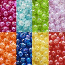 50 sztuk Crack koraliki 8mm 10mm Rainbow AB kolor akrylowe koraliki okrągłe luźne koraliki do odzieży koraliki materiały do szycia na buty ręcznie robione tanie tanio Beadia CN (pochodzenie) Tak ( 50 sztuk) Acrylic Beads 416
