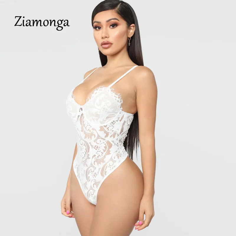 Ziamonga Женское боди сексуальное прозрачное Сетчатое кружевное Женское боди без рукавов черный комбинезон женский короткий комбинезон - Цвет: S4497  White