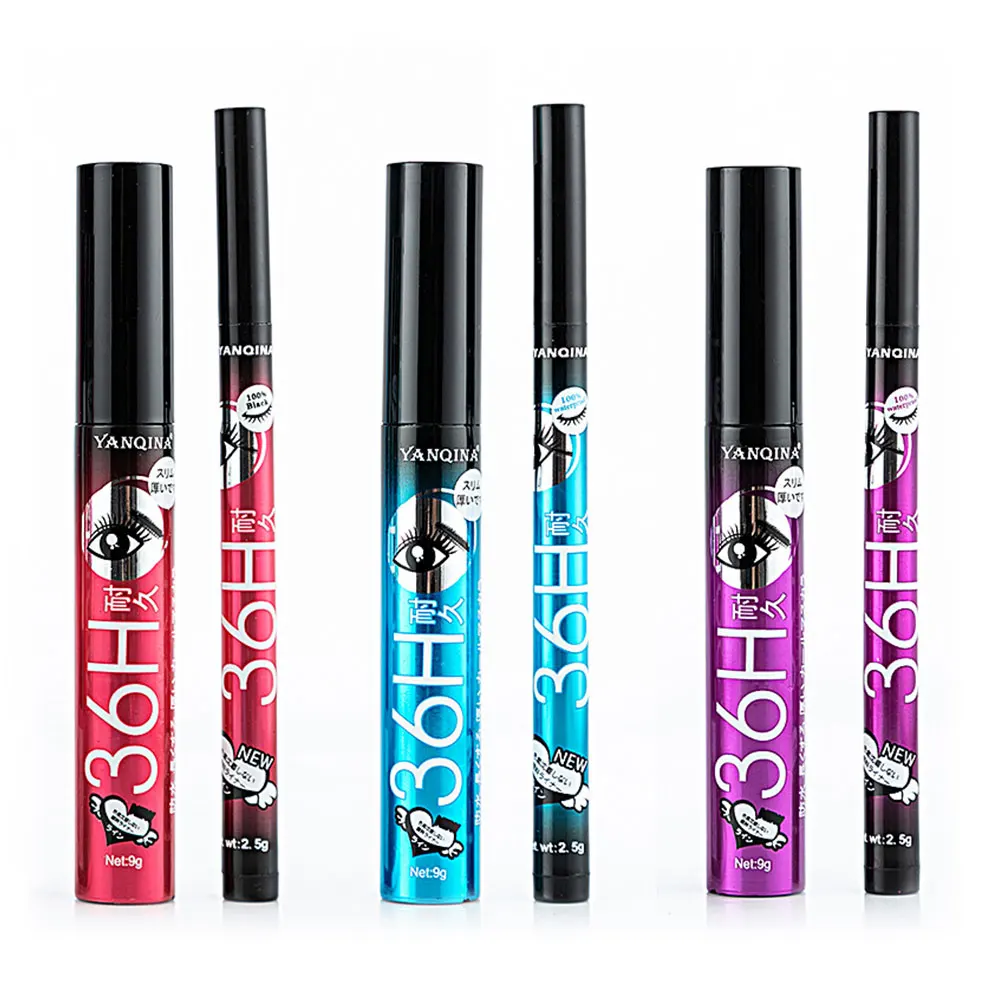 

Black Waterproof Liquid Mascara Eye Liner Set 4D Lashes Curling Thick Lengthening Black Mascara 3D Fiber Eye Makeup Tools TSLM2