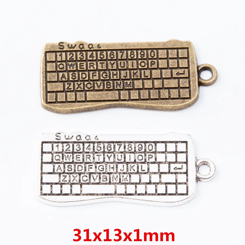 

25 pieces of retro metal zinc alloy keyboard pendant for DIY handmade jewelry necklace making 7062