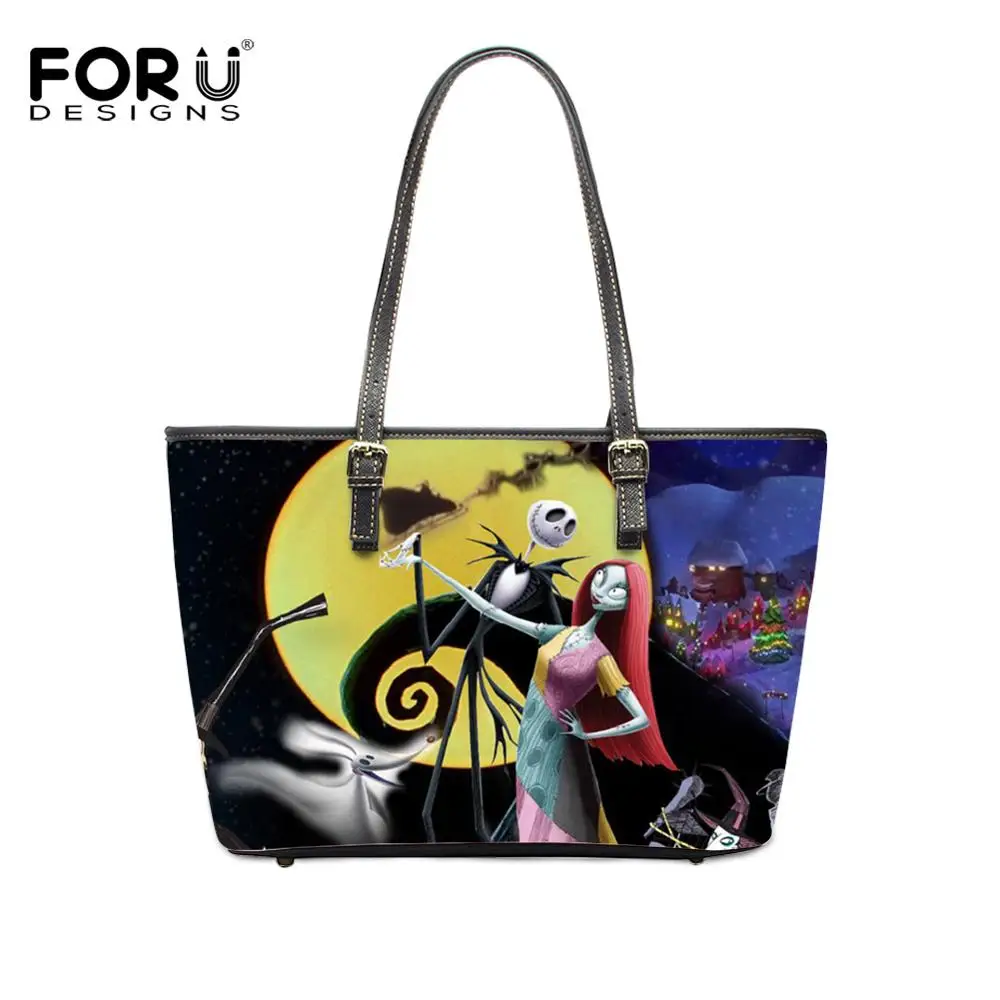 HME1456DP FORUDESIGNS, Кошмар перед Рождеством, Сумка с принтом Jack Skellington, женские сумки на плечо, женские сумки для покупок с верхней ручкой - Цвет: HME1456DP