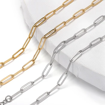 

1.0*4*12 Gold/Steel Color stainless steel Rock Choker Lock Chain Accessories For Diy Jewelry Making Necklace/Bracelet/Anklet