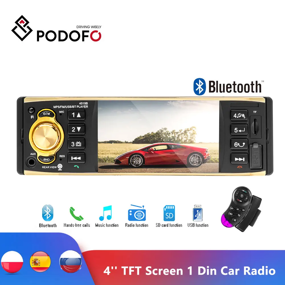 Автомагнитола Podofo универсальная стерео система с 4 &quotTFT экраном камерой заднего