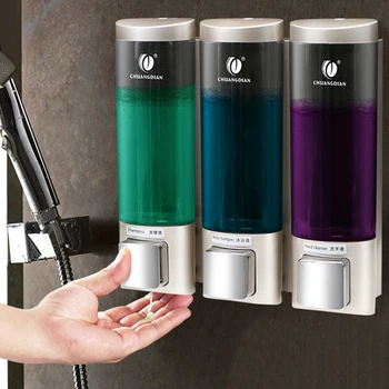 

CHUANGDIAN Wall-mounted Manual Soap Dispensers Three Chamber Shampoo Box Shampoo Shower Gel Liquid Soap Dispensers 200ml*3