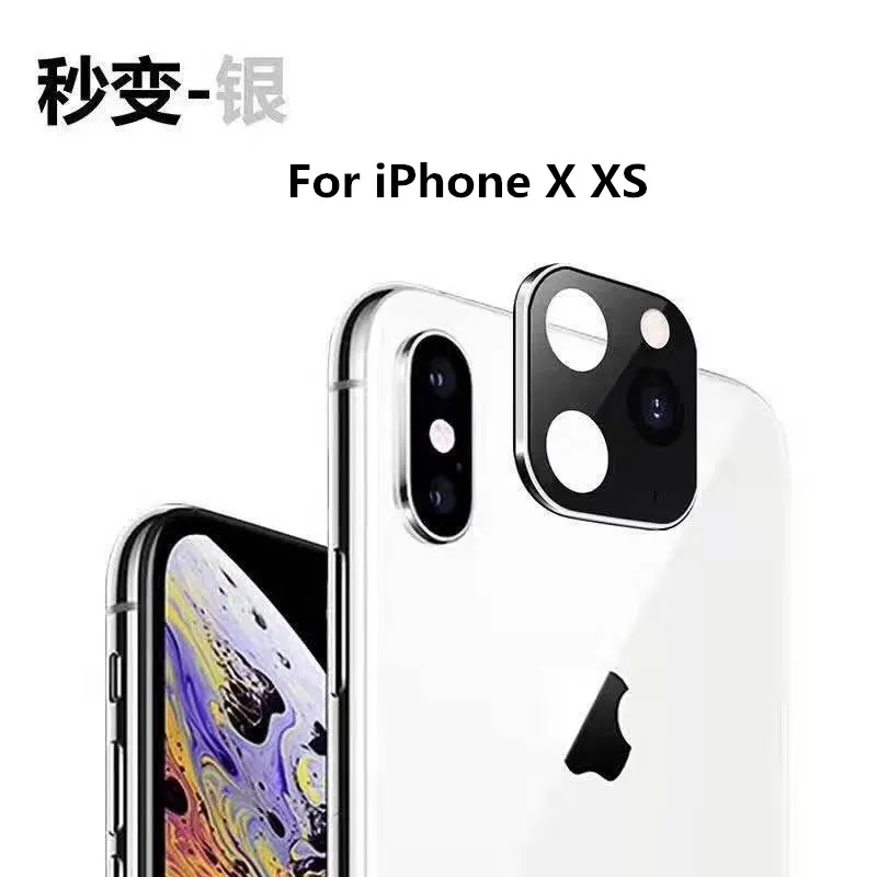 For iPhone X XS Объектив мобильного телефона Модифицированная камера Наклейка металлическая крышка протектор для iPhone X XR Xs Max Второе изменение 11 Pro Max 11pro объектив - Цвет: For iPhone X XS