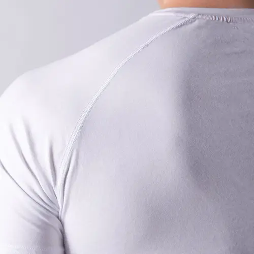 남성용 캐주얼 반팔 티셔츠, 헬스장 피트니스 코튼 셔츠, 보디빌딩 운동 스키니 티 탑, 여름 패션 의류, 화이트 5