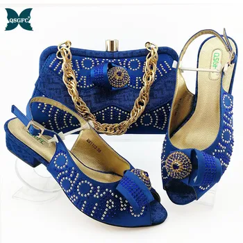 

Latest Fashion Matching Italian design Shoe and Bag Set Decorated with Rhinestone African Shoes and Matching Bags Party