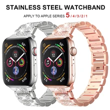 Для Apple Watch ремешок 40 мм 44 мм 38 мм 42 мм Женский бриллиантовый ремешок для Apple Watch серии 4 3 2 1 iWatch браслет из нержавеющей стали ремешок