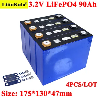 

4pcs/lot 3.2v 90Ah LifePo4 battery lithium 270A 3C high drain for diy 12V 24V Solar Inverter Electric Vehicle c oach golf cart