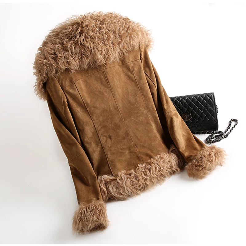 Rf1923C пальто из натурального овечьего меха женская модная зимняя куртка из натурального меха для дам размера плюс 3XL 4XL натуральная кожа замша куртка