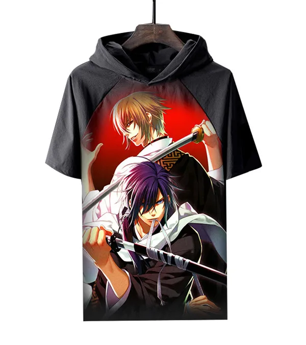 Style5 Футболка с изображением в стиле аниме косплея Hakuouki Hakuoki с капюшоном и изображением героев мультфильмов мульти-стиль Короткие Тошизо Хиджиката Сайто Хаджиме Косплэй Motivs Аниме футболки - Цвет: Style5