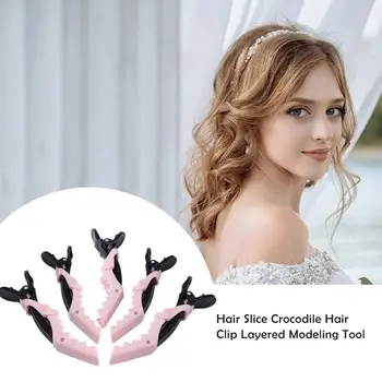 

5pcs Pro Hair Sectioning Clips Plastic Fixed Practical Unique Dual Port Design Crocodile Hairdressing Styling Grip Clamp
